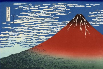  Hokusai Pintura al %C3%B3leo - Montañas Fuji en tiempo despejado 1831 Katsushika Hokusai Japonés
